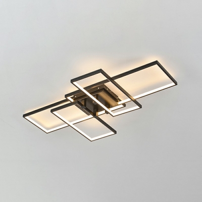 Modern Minimalistic 4 Lights Rectangle Ceiling Light Metal LED Flush Light for Living Room