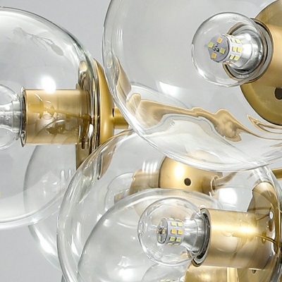 Modern Style Ball Chandelier Light Glass 16-Lights Chandelier Lighting Fixtures in Gold