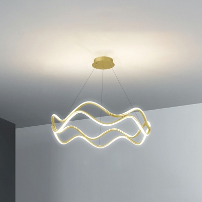 Modern Style Chandelier Lamp Gold Metal Wave Chandelier Light