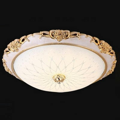 Traditional Style Dome Flush Light Fixtures Glass 1-Light Flush Mount Lighting Fixtures in Gold