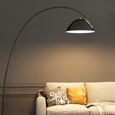 1-Light Floor Lamp Contemporary Style Dome Shape Metal Floor Standing Lamps