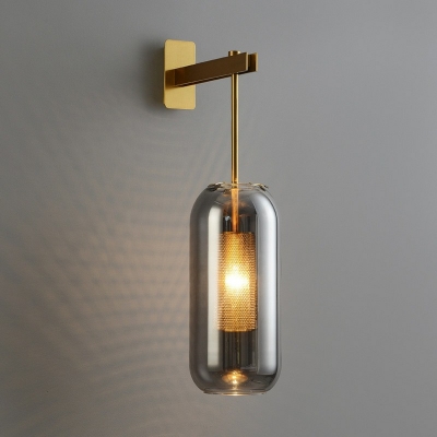 1-Light Sconce Light Postmodern Style Cylinde Glass Wall Mounted Lights
