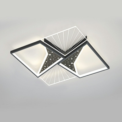 2-Light Ceiling Mount Chandelier Contemporary Style Geometric Shape Metal Flush Light Fixtures