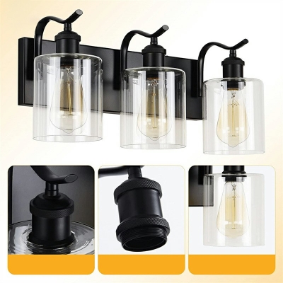 3-Light Sconce Lights Industrial Style Cylinder Shape Metal Wall Mount Light