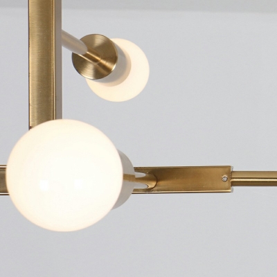 5-Light Hanging Light Fixtures Minimalism Style Exposed Bulb Shape Metal Chandelier Lights