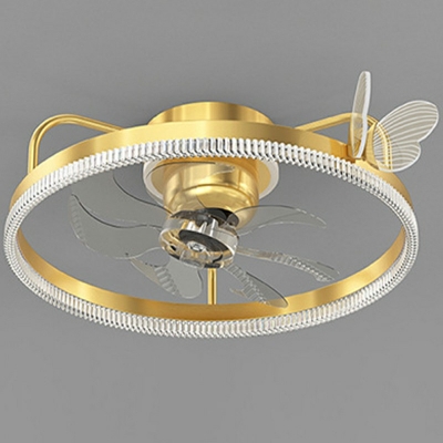 Bowl Flush Mount Light Kids Style Acrylic 1-Light Flushmount Lighting in Gold