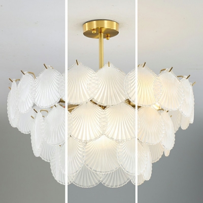 Drum Glass Chandelier Light Fixtures Traditonal Hanging Lamps for Bedroom