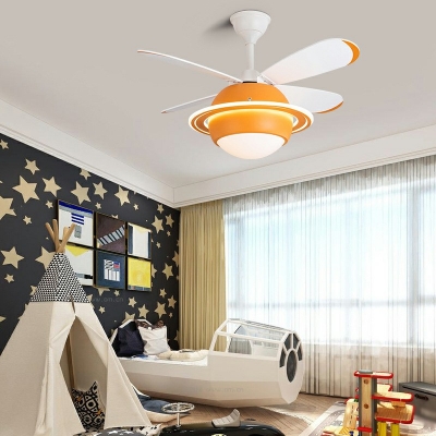 Kids Style Plane Flushmount Lighting Metal 1-Light Flush Mount Fixture in Orange