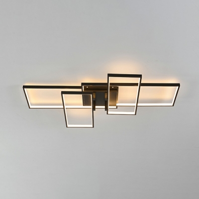 Modern Minimalistic 4 Lights Rectangle Ceiling Light Metal LED Flush Light for Living Room