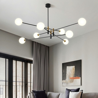 Modern Sputnik Chandelier Lamp White Glass Chandelier Light for Living Room