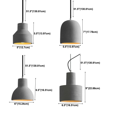 Trumpet Hanging Pendant Light Modern Style Stone 1-Light Pendant Light Fixtures in Grey