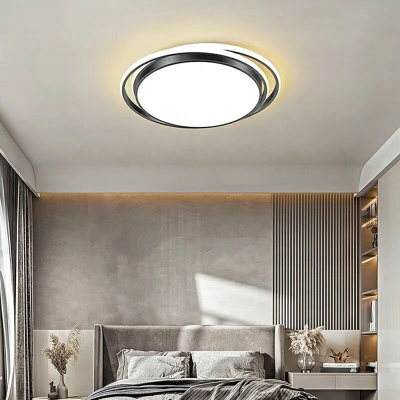 1 Light Contemporary Ceiling Light Black Acrylic Round Ceiling Fixture for Living Room