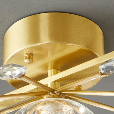 1-Light Flush Light Fixtures Traditional Style Geometric Shape Metal Ceiling Mounted Lights