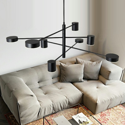8-Light Hanging Lamps Modernist Style Cylinder Shape Metal Pendant Chandelier