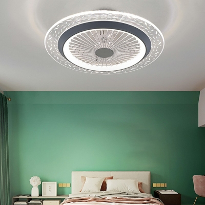 Acrylic Shade Flush Mount Ceiling Fan LED Modern Flush Mount Fan Lighting