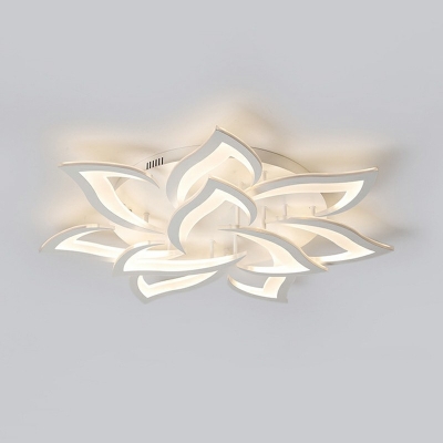 Acrylic Shade Modern Flush Mount Light Fixtures Flower-Shape LED Flush Mount Lamps in White