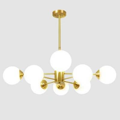 Brass Molecular Chandelier Lighting Modern Muti-Bulbs White Glass Hanging Pendant Light for Living Room