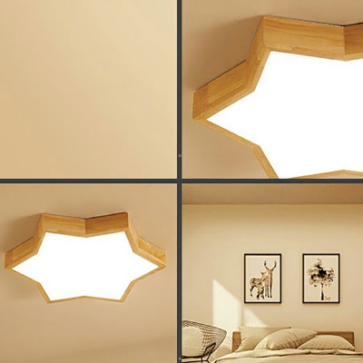 Contemporary Wood Ceiling Light Fixture Living Room Flush Mount Light
