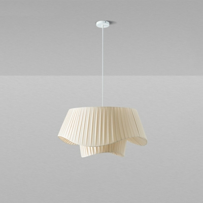 Modern Style Waved Ceiling Suspension Lamp Silk 1-Light Pendant Light in White