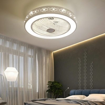 Remote Control Bedroom Hanging Fan Lamp Acrylic Nordic 21.7