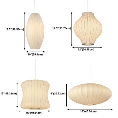 1 Head Cocoon Multiple-sized Ceiling Pendant Lamp Contemporary Fabric Art Deco Suspended Light in White