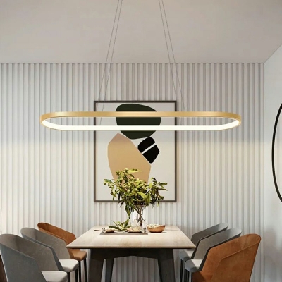 1 Light Oval Chandelier Lamp Modern Metal Chandelier Light for Living Room