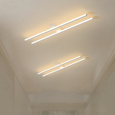 2 Light Contemporary Ceiling Light Linear Rubber Ceiling Fixture for Corridor