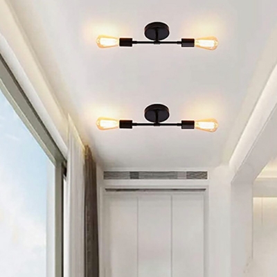 2-Light Wall Mount Light Minimalism Style Exposed Bulb Shape Metal Sconce Lights