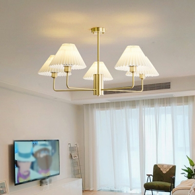 American Style Chandelier Lighting Fixtures Traditional Farbic Suspension Light for Living Room