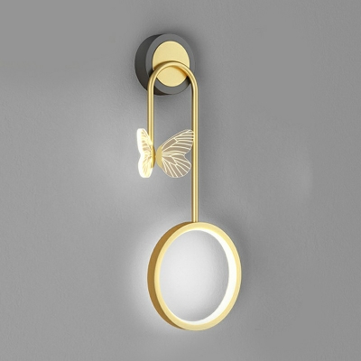Gold Circular Sconce Light Fixtures Modern Style Metal 2 Lights Wall Mounted Lamps