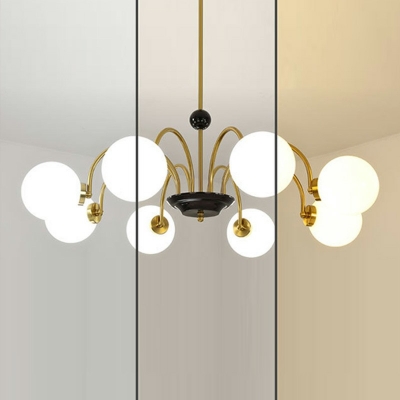 Gold Globe Chandelier Light Modern Style Glass 8 Lights Chandelier Lamp