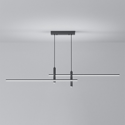 LED Chandelier Lighting Fixtures Modern Black Linear Island Pendant Lights for Dinning Room