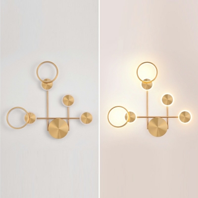 Metal Hoop Wall Sconce Lights Modern Style 6 Lights Wall Sconce in Gold