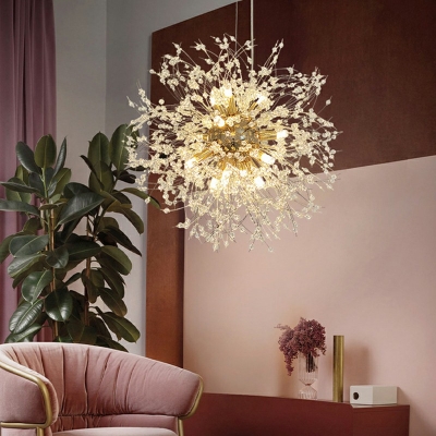 Modern Chandelier Lighting Fixtures Crysatl and Metal Multi Pendant Light for Living Room