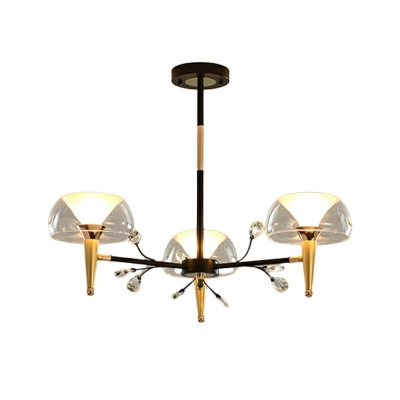 Modern Lighting Chandelier with Glass Shade Pendant Light Fixture in Black-Gold