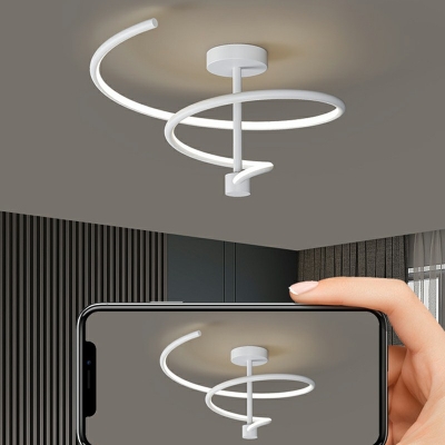 Round minimalist Ceiling Light Stylish Modern Metal LED Semi Flush Mount Lamp for Bedroom