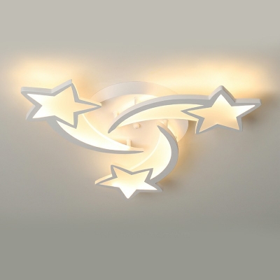 Star Flush Mount Light Industrial Style Metal 3-Lights Flush Light Fixtures in White