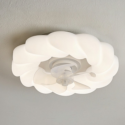 White Flush Light Fixtures Modern Style Plastic Flush Mount Fan Lamps for Living Room