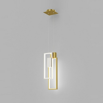 2-Light Hanging Chandelier Contemporary Style Rectangle Shape Metal Pendant Light Kit