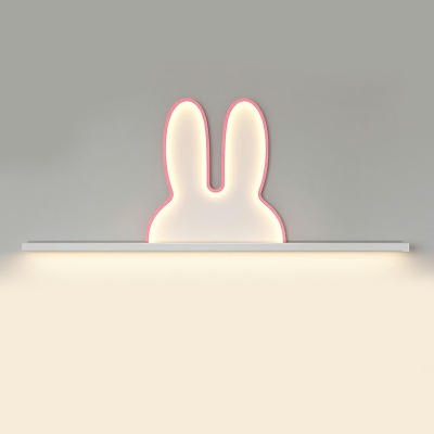 1-Light Sconce Lights Kids Style Rabbit Shape Metal Wall Mounted Light