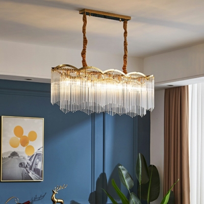 15-Light Hanging Ceiling Light Modern Style Waterfall Shape Metal Chandelier Lighting