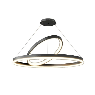 2-Light Hanging Chandelier Minimalism Style Ring Shape Metal Pendant Light Kit