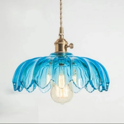 American Style Retro Ceiling Pendant Restaurant Brass Glass Pendant Light