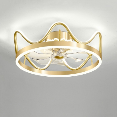 Contemporary Crown Flush Mount Ceiling Light Fixtures Acrylic Ceiling Mounted Fan Light