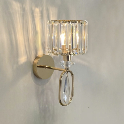 Crystal Shade Wall Mounted Light Fixture LED Sconce Light Fixture in Gold