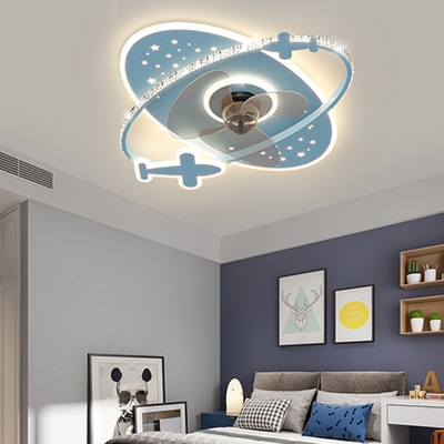 LED Plane Flushmount Fan Lighting Fixtures Children's Room Dining Room Flush Mount Fan Lighting