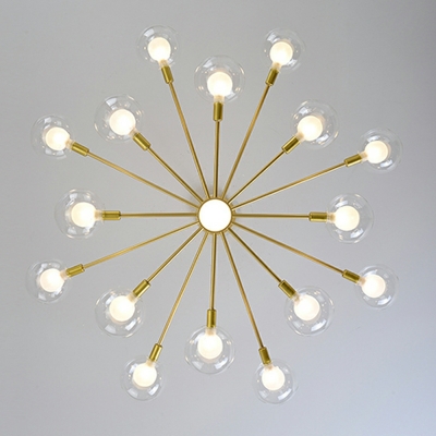 Modern Brass Chandelier Lighting with Clear Glass Hanging Pendant Light for Living Room