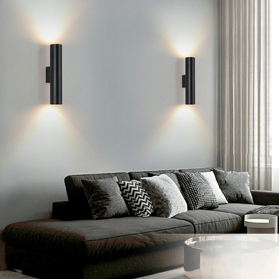 Up and Down LED Wall Sconce with Cylinder Metal Shade Nordic Wall Mount Light