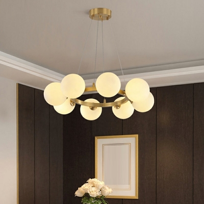 12-Light Hanging Chandelier Modern Style Globe Shape Metal Pendant Light Kit