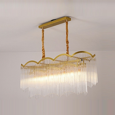 8-Light Hanging Chandelier Modern Style Waterfall Shape Metal Pendant Light Kit